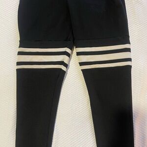 Bombshell Sportswear Black and White Leggings with Stripes